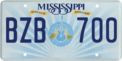 MS license plate BZB700