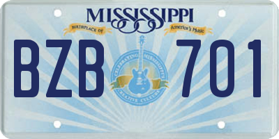 MS license plate BZB701