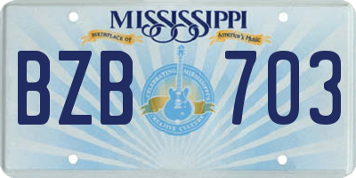 MS license plate BZB703