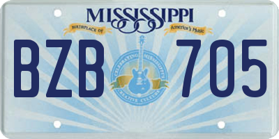 MS license plate BZB705