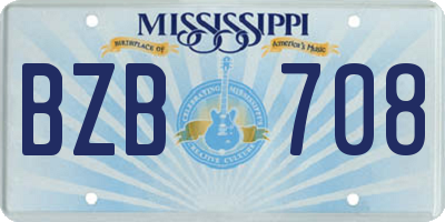 MS license plate BZB708