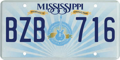 MS license plate BZB716