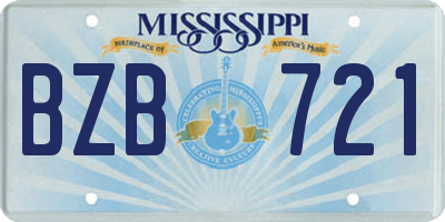 MS license plate BZB721