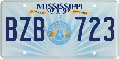 MS license plate BZB723