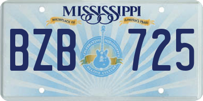 MS license plate BZB725
