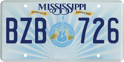 MS license plate BZB726