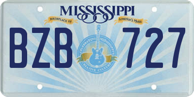 MS license plate BZB727