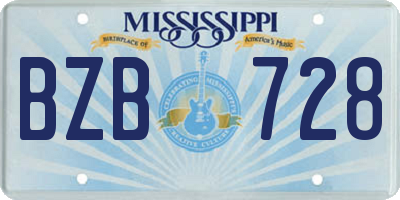 MS license plate BZB728