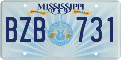 MS license plate BZB731