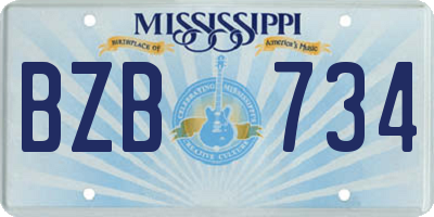 MS license plate BZB734