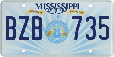 MS license plate BZB735