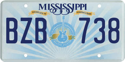 MS license plate BZB738