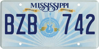 MS license plate BZB742