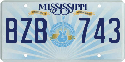 MS license plate BZB743