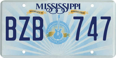 MS license plate BZB747