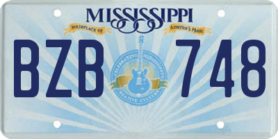 MS license plate BZB748