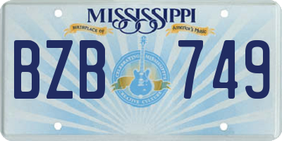 MS license plate BZB749