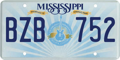 MS license plate BZB752