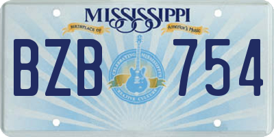 MS license plate BZB754