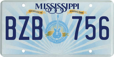MS license plate BZB756