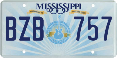 MS license plate BZB757