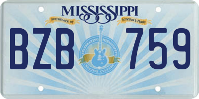 MS license plate BZB759
