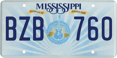MS license plate BZB760