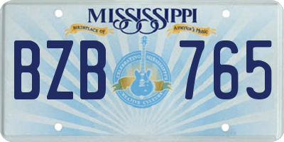 MS license plate BZB765
