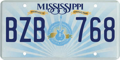 MS license plate BZB768