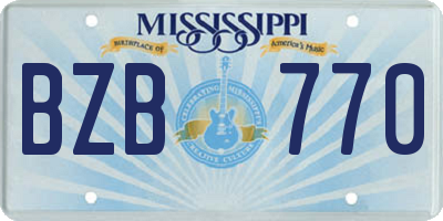MS license plate BZB770