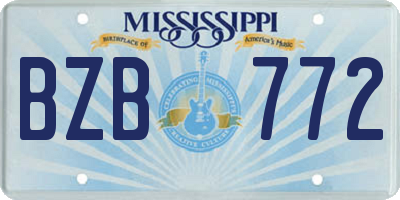 MS license plate BZB772
