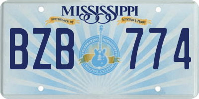MS license plate BZB774