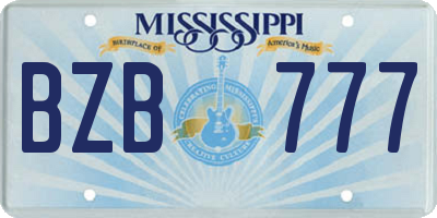 MS license plate BZB777