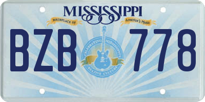 MS license plate BZB778