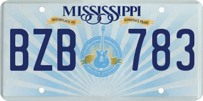 MS license plate BZB783