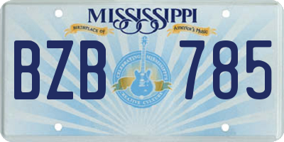 MS license plate BZB785