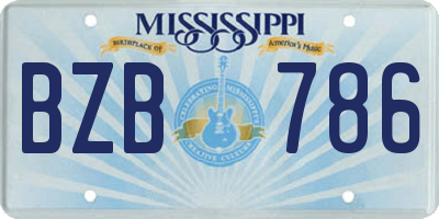 MS license plate BZB786
