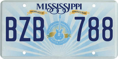 MS license plate BZB788