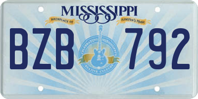 MS license plate BZB792