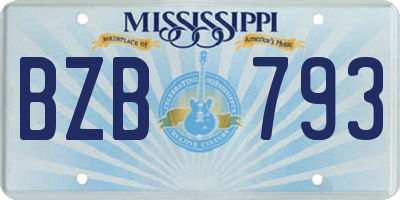 MS license plate BZB793