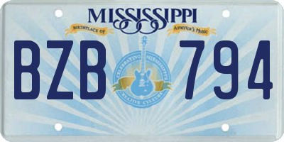 MS license plate BZB794