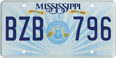 MS license plate BZB796