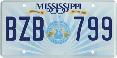 MS license plate BZB799