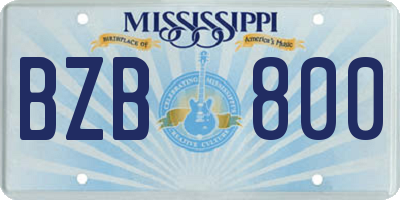 MS license plate BZB800