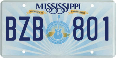 MS license plate BZB801