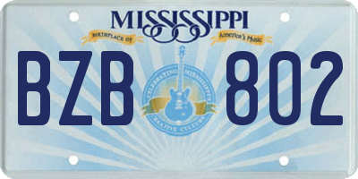 MS license plate BZB802
