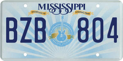 MS license plate BZB804