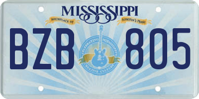 MS license plate BZB805