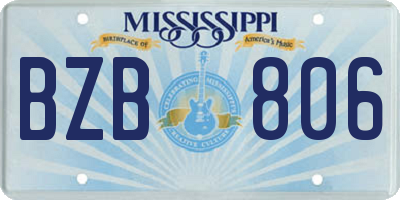 MS license plate BZB806