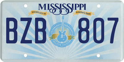 MS license plate BZB807